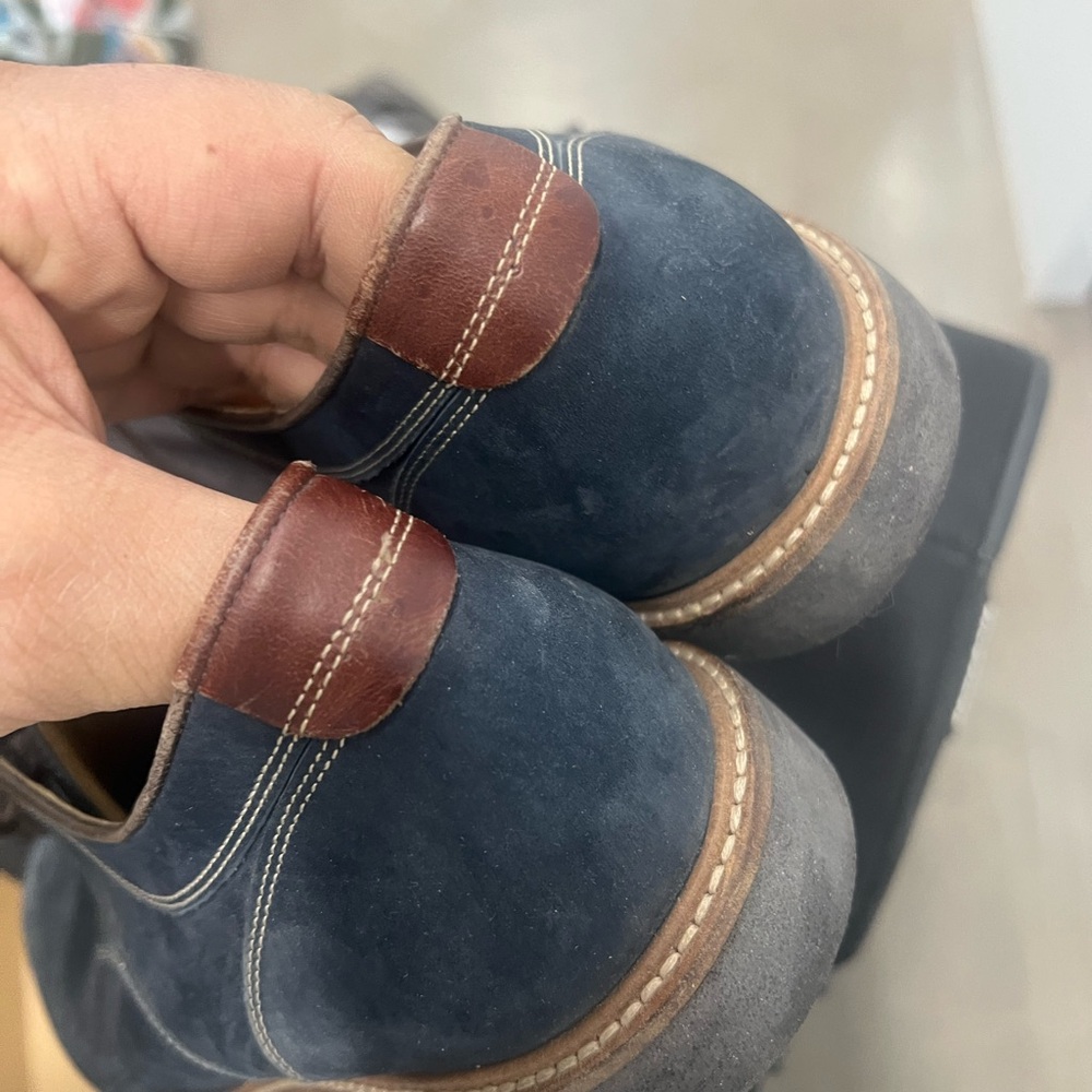Men's Blue and Brown Leather Shoes